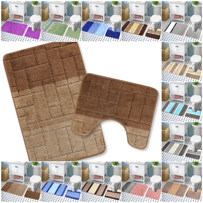 Badteppich Set 2-tlg. - Badezimmer Teppich Rutschfest & Weich - Badematten - Bild 1 von 4