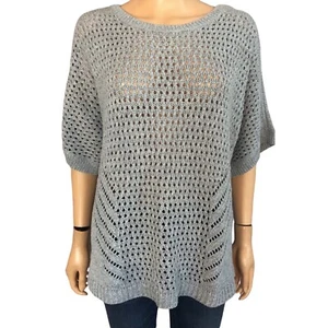 J Jill Pure Jill Open Knit Sweater Large Short Sleeve Pullover Coastal Beachy - Picture 1 of 6