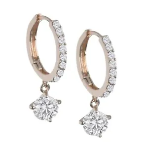 Diamond Shaped Swarovski Crystal Drop Hoop Earrings Gold NWT - Picture 1 of 11