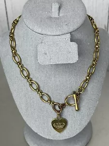 Vintage Juicy Couture Necklace Chunky Chain Link Toggle Y2K Gold Tone - Picture 1 of 5