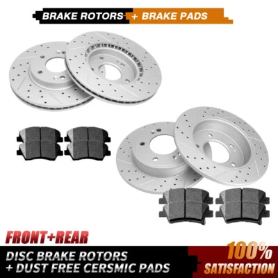 前后钻转子制动垫适用于现代 Elantra Veloster 起亚 Forte — 第 1/4 张图片