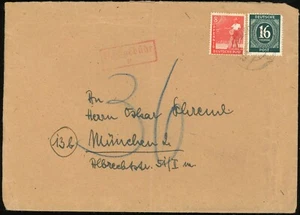 Germania Karlstadt a Monaco affrancatura dovuta copertina 1947 Europa - Foto 1 di 1