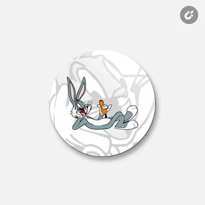 Bugs Bunny Cartoon Carrot | 4'' X 4'' Round Decorative Magnet - Picture 1 of 2