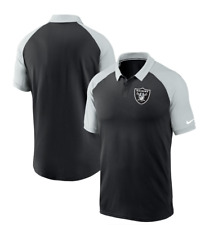 Nike Men Polo Sports Shirt NFL Las Vegas Raiders Grey Black Size M L XL XXL