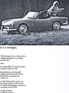 1964 Triumph Spitfire She's A Swinger Vintage Original Print Ad - 8,5 x 11" - Bild 1 von 7