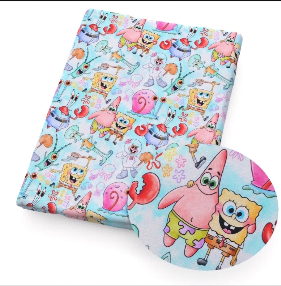 Tecido de mistura de algodão poliéster desenho animado personagem 20 x 55 1241164 Bob Esponja - Imagem 1 de 1