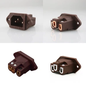 VIBORG Gold/Rhodium Plated Pure Red Copper Mains AC Power IEC Inlet Socket V06C - Picture 1 of 5