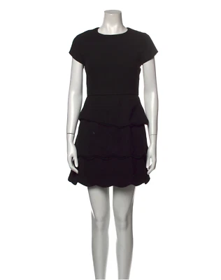 Vestido Jill Stuart Collection 100% Lana Cuello Redondo Mini Negro Volantes Parte Inferior Talla 0 Foto 1 de 4