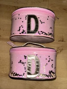 2 X Pink Alphabet Letter 'D’ Cosmetic Vanity Case New - Picture 1 of 4