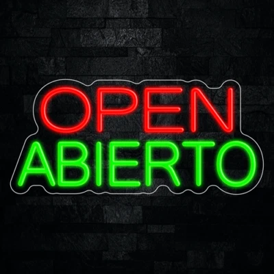 Open Abierto LED Neon Sign 22"L x 10"H #32536 - Image 1 of 3
