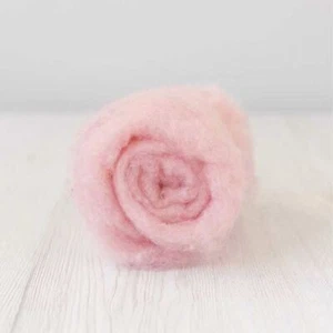 Carded Felt Wool Needle Felting Carded Batt Pink Candyfloss Maori DHG Powder - Picture 1 of 2