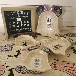 Disney Mickey & Minnie Mouse Ghost Set Of 4 Iridescent Measuring Cups - New - Picture 1 of 4
