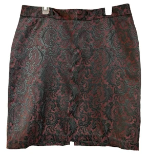 Women's Worthington Black & Red Brocade Jacquard Textured Skirt Size 18 - Picture 1 of 6