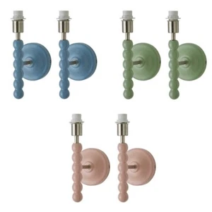 Pair Of Wall Light Fittings Bobbin Base Bedside Living Room Reading Lights - Picture 1 of 24