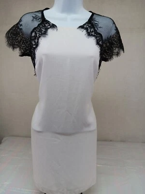 Vestido Vaina Charlotte Russe Para Mujer XS Blanco Negro Encaje Manga Corta Forrado Foto 1 de 4