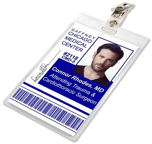 Chicago Med Doctor CONNOR RHODES Medical ID Card Badge Name Tag Laminate Costume - Picture 1 of 1
