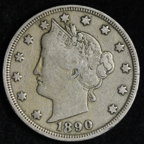 1890 Liberty V Nickel CHOICE XF E209 JNE Cover