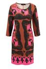 Marken Kleid Jerseykleid Rundhals 3/4 Arm braun schwarz pink Gr. 40 NEU