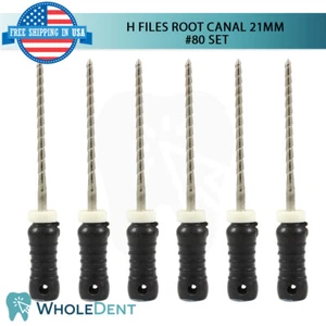 H Files Root Canal 21mm Hand Endodontic Dental Hedstrom 6pcs Pack Reamers #80 - Picture 1 of 4