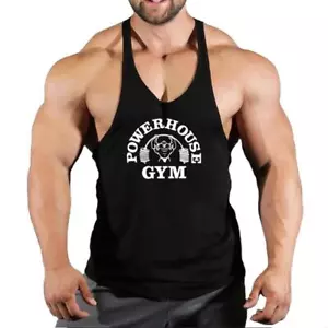 Men Tank Tops Sleeveless Y-Back Shirts Gym Stringer Bodybuilding Fitness Vest - Picture 1 of 32