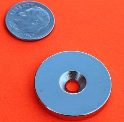 APPLIED MAGNETS 4 Pieces of 1x1/8 Inch Disc W/ Countersunk Hole Grade N42 Rare Earth Neodymium
