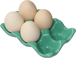 1Pack Ceramic Half Dozen Egg Tray Holder for Countertop, Refrigerator - Picture 1 of 6