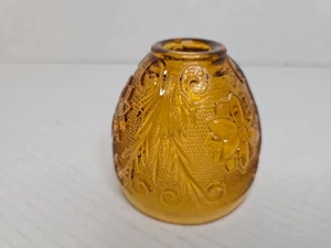 VTG Indiana Tiara Glass Amber Brown Sandwich Flower Pedestal Fairy Lamp TOP ONLY - Picture 1 of 3