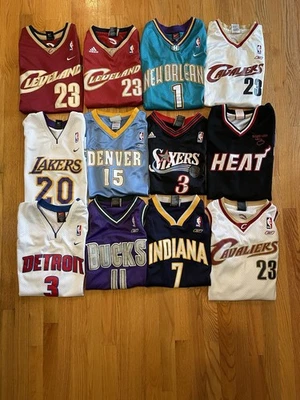 NBA YOUTH Basketball Jersey LOT Reebok Nike Adidas LeBron Lakers 76ers Bucks - Image 1 of 4