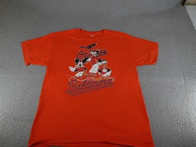 Baltimore Orioles Shirt Womens Large Orange MLB Baseball Disney Mickey Donald - Image 1 of 4