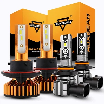 AUXBEAM LED Headlight High Low+Fog Light Combo 6500K For Jeep Liberty 2008-2012 - Image 1 of 4