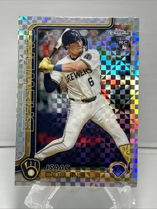 2025 Topps Chrome Mega Box Isaac Collins #92 X Fractor RC Milwaukee Brewers - Picture 1 of 2