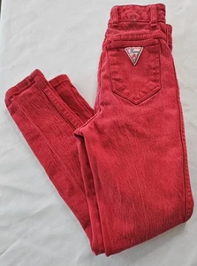 Vintage La Flamme Paris New York Red High Waist Jeans Damen 24” Taille 24” Inse - Bild 1 von 14
