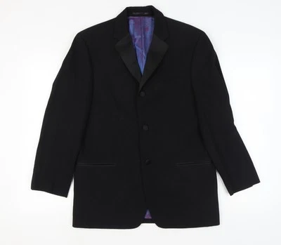 Daniel Hechter Men's Black Tuxedo Blazer 38 Short Wool - Image 1 of 4