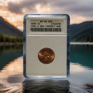 1999 Lincoln Memorial Penny, Wide AM, WAM, ANACS MS64 Red, Error - Picture 1 of 5