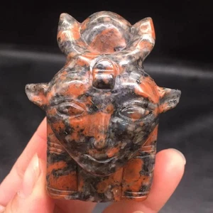 Anfibolo Rosso Naturale Cristallo Quarzo Intagliato Hathor Guarigione Reiki Decorazione 1PZ - Foto 1 di 7