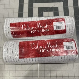 White And Silver Foil  Value Mesh 10” X 10 Yards Lot Of 2 Brand New - Picture 1 of 2