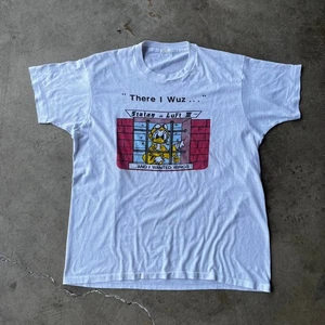 Vintage 80er Stalag Luft III Cartoon Ente Kriegsgefangener lustiges dünnes T-Shirt weiß LARGE - Bild 1 von 5
