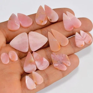 10 Pairs 70 Cts Natural Pink Opal Slice Gemstone Pair Lot 15x15 10x5mm #16838 - Picture 1 of 5