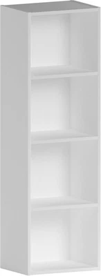 4 Tier White Wooden Cube Bookcase Small Storage Shelf for Living Room Office - Image 1 of 4