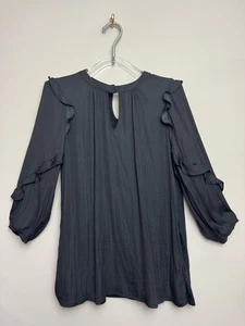 Anthropologie Dolan Top Shirt Sie XS Ruffled Black 3/4 Sleeve Blouse - Picture 1 of 5