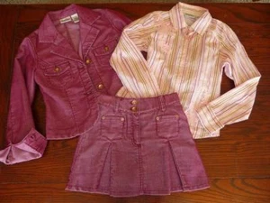 N-kids Burgundy corduroy 3pcs outfit Jacket skirt shirt sz 7/8 10 - Picture 1 of 1