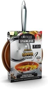 Gotham Steel Stainless Steel Nonstick 2 Pack Fry Pan Set - As Seen on TV NEW - Picture 1 of 7