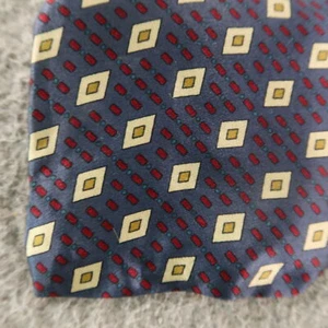 Cravatta GANT blu rossa geometrica 100% seta USA 3,75" - Foto 1 di 6