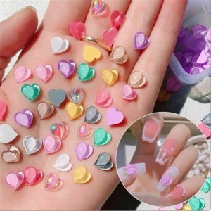 10 Stck. Dekorationen 3D Pfirsich Nail Art Pailletten Liebe Herz Luxus Kristall Bohrer - Bild 1 von 19