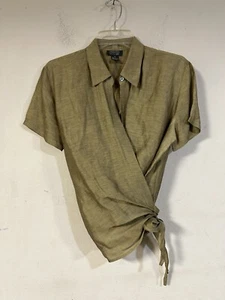 Lafayette 148 Wickelbluse Seide Leinen gold, Größe 10, Kurzarm, Vintage - Bild 1 von 4