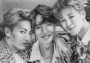 Jungkook, J-hope & Jimin ♥ BTS ♥ A3 ♥ Portrait ♥ Drawing ♥ Kpop - Picture 1 of 1