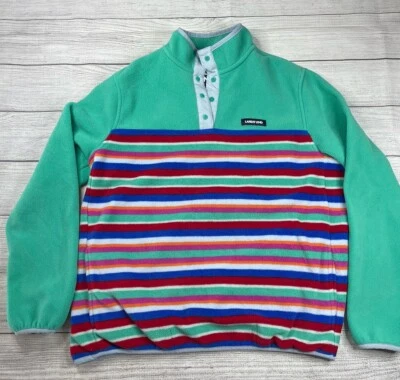 Lands End Women's Sweater Size M, Fleece 1/4 Snap T Striped Multicolor Pullover - Image 1 of 4