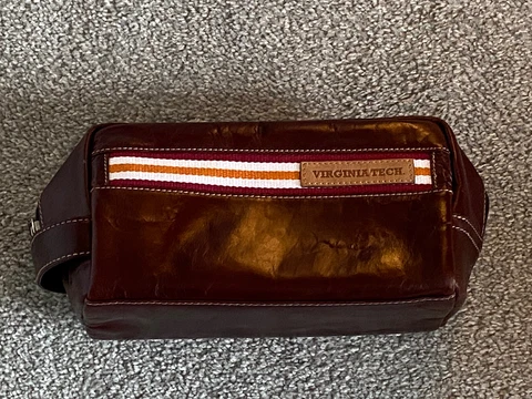 Virginia Tech Cosmetic Bag Shave Dobb Kit Travel Bag Men Women LEATHER HTF RARE Cover