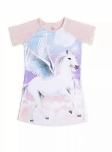 Wonder Nation Girls Pink Short Sleeve Pink Space Unicorn Sleep Pajamas Gown - Picture 1 of 9