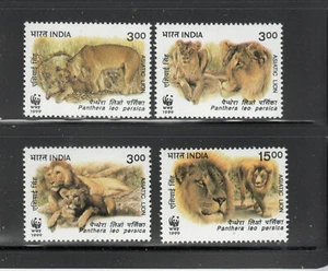 India 1999 WWF ASIATIC LIONS ANIMALS FAUNA WILDLIFE stamp set 4v MNH - Picture 1 of 2